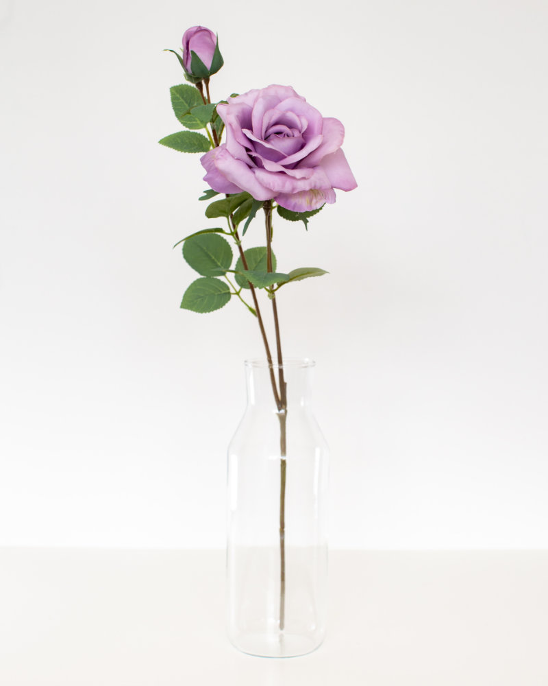 Single purple mauve roses rose stem fake faux realistic authentic artificial