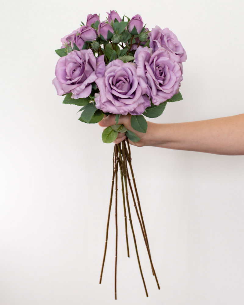 Multiple purple mauve roses rose stem fake faux realistic authentic artificial